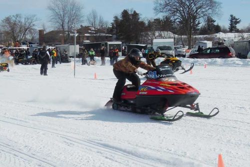 Perfect weather greeted enthusiastic riders at Sharbot Lake's third annual Snow Drags at Oso Beach on February 16